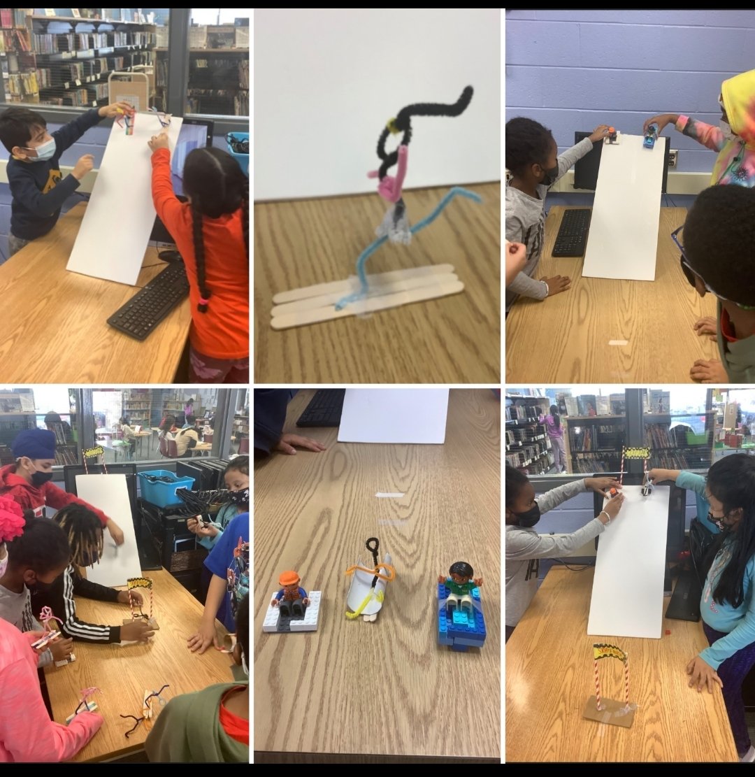 _JennJo's tweet photo. Students have been creating and competing in several Winter Olympic challenges in the MakerSpace @MortonWayPS. Creations and competitions include snowboarding races, figure skating, bobsledding, and more! @PeelSchools #PeelEML https://t.co/NyU9i0EwhG