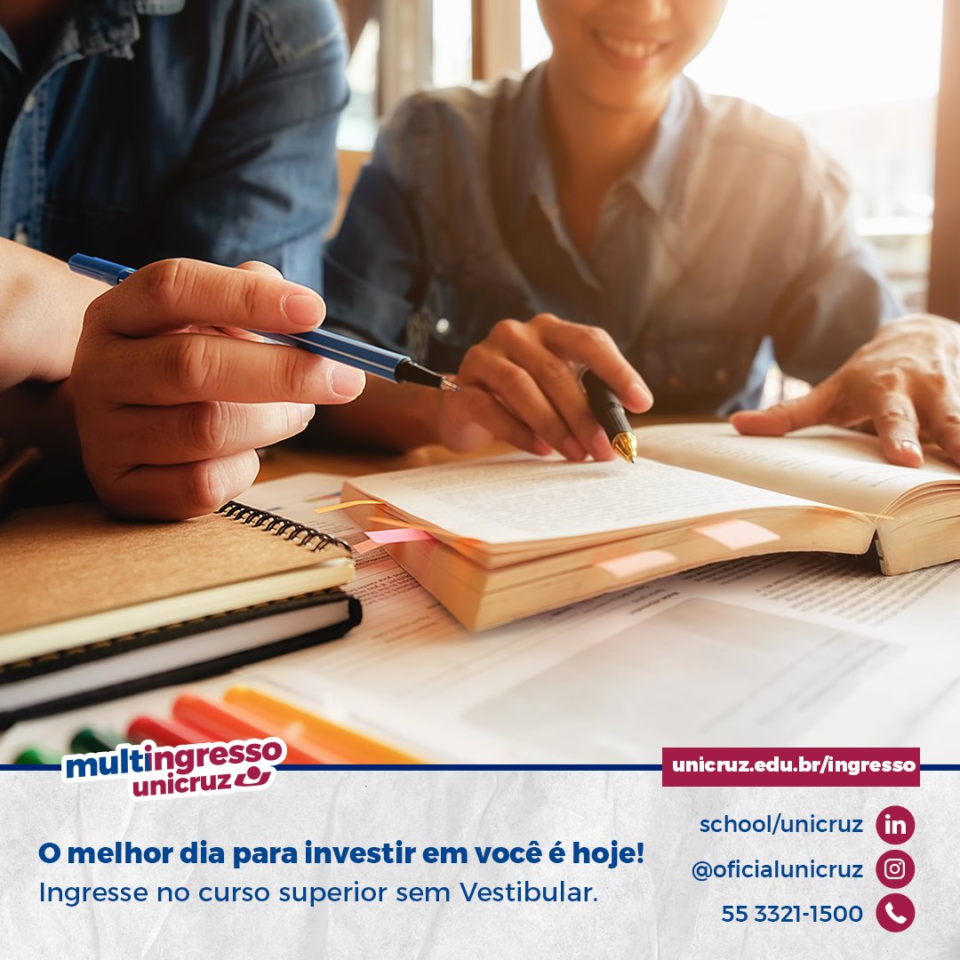 Unicruz's tweet photo. Acesse o curso da sua vida, hoje mesmo! Saiba mais: https://t.co/eZ98vBqp1S https://t.co/SEzCmrvUps