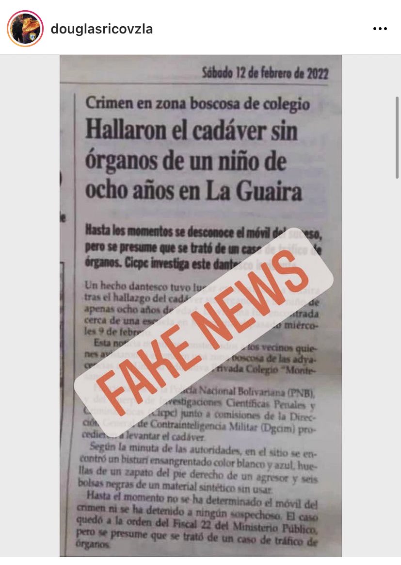 PableOstos's tweet photo. .@DouglasRicoVzla desmintió la cadena que tienes días circulando en #Whatsapp sobre el presunto rapto/robó de niñ@s para sacarle los órganos ⬇️ https://t.co/3fd8LflZ00