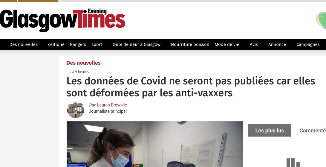 GabinJean3's tweet image. L'🏴󠁧󠁢󠁳󠁣󠁴󠁿Ecosse publiait de façon transparente ses statistiques covid, ce qui permettait d'observer que l'efficacité des vaccins covid n'y était pas extraordinaire. 
Pour "corriger le problème", l'Ecosse... va publier moins de données, et moins souvent.
fr: www-glasgowtimes-co-uk.translate.goog/news/19931641.…
