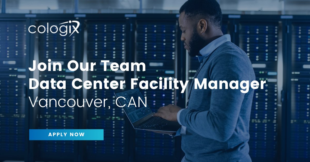 Cologix4Colo's tweet photo. #NowHiring for a Data Center Facility Manager in #Vancouver! This is a mid-senior level position for an individual with a minimum of 5 years of experience in managing mission-critical facilities. Does this sound like you? Let's talk! https://t.co/yVlCmGSril #DataCenterJobs https://t.co/IfvGwce8NQ