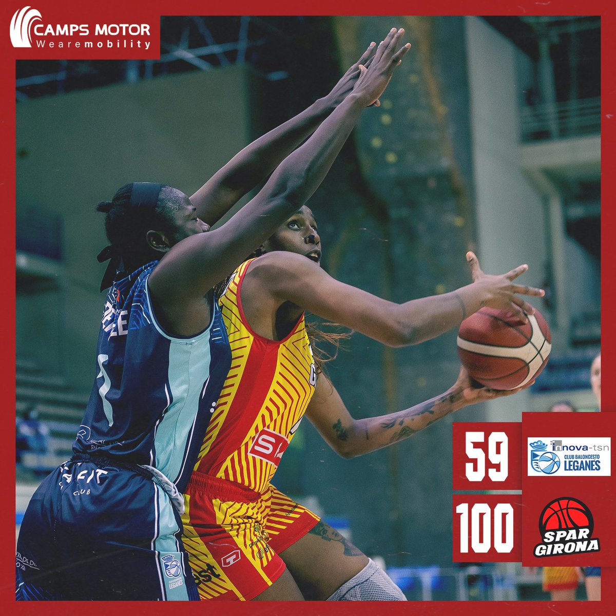 unigirona's tweet photo. 𝐓𝐎𝐑𝐍𝐄𝐌 a la lliga amb V̲I̲C̲T̲Ò̲R̲I̲A̲ ❤️🖤
🅕🅘🅝🅐🅛 | #LFEndesa J20 | @basketleganes 59 - 100 Spar @unigirona
📸 @ASP_360
#SomhiUni #ComparteixSentiment https://t.co/S799bhygLd