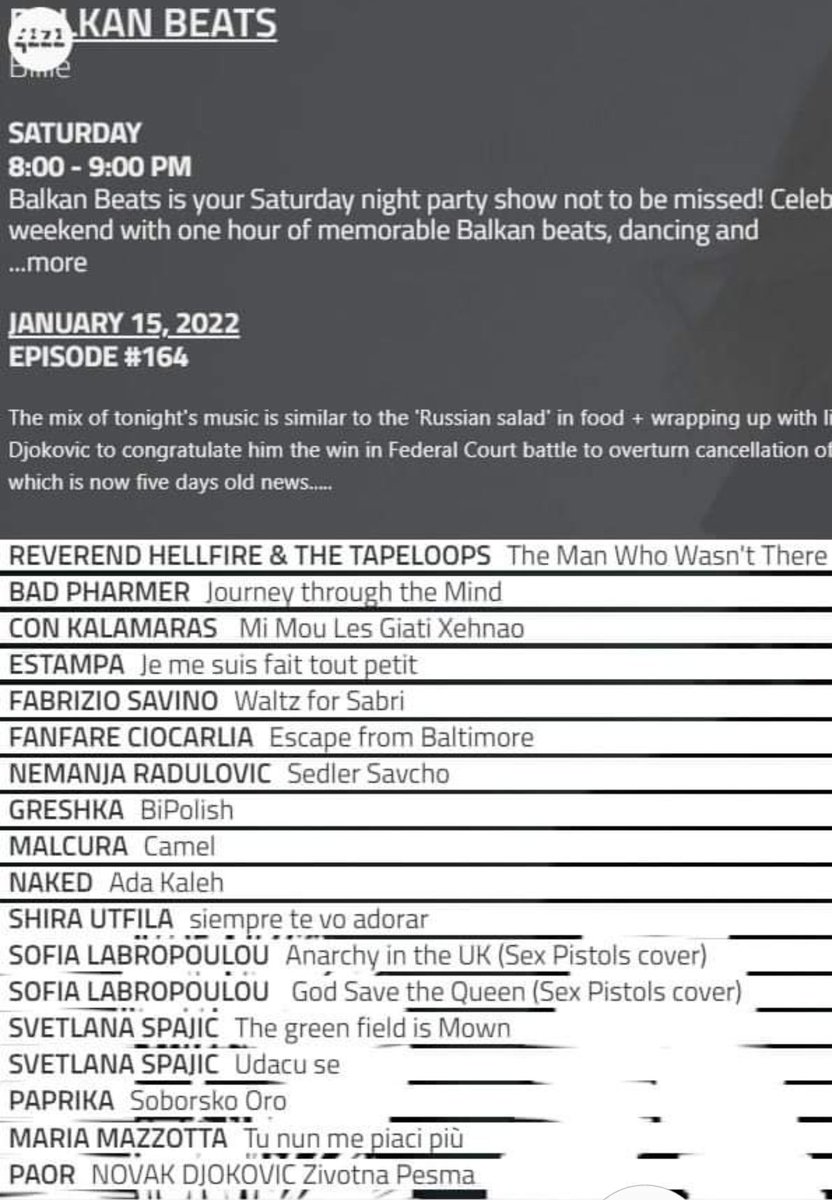 Thanks <a href="/digital_zed/">zeddigital@4zzz.org.au</a> for this playlist! Great to be part of it and hear brilliant musicians, including <a href="/NemanjaRadulOFF/">Nemanja Radulović</a> &amp; <a href="/FCiocarlia/">Fanfare Ciocarlia</a>!