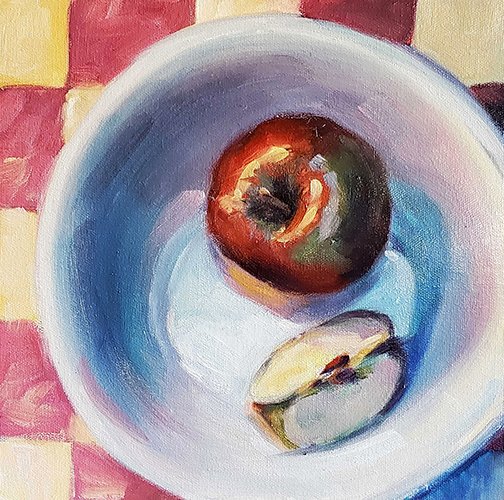 LynxInks's tweet photo. "An Apple a Day" now showing at the Sebastopol Center for the Arts 'Still Life' Exhibit - https://t.co/pk57Ow8Hip https://t.co/dIhAZGusAj