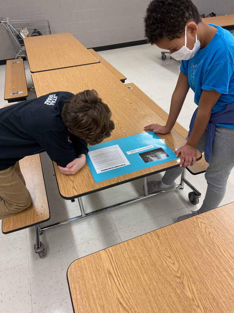 Binford students learning about Black History Month icons at our cafe table signs. <a href="/MCCSC_EDU/">Monroe County CSC</a>