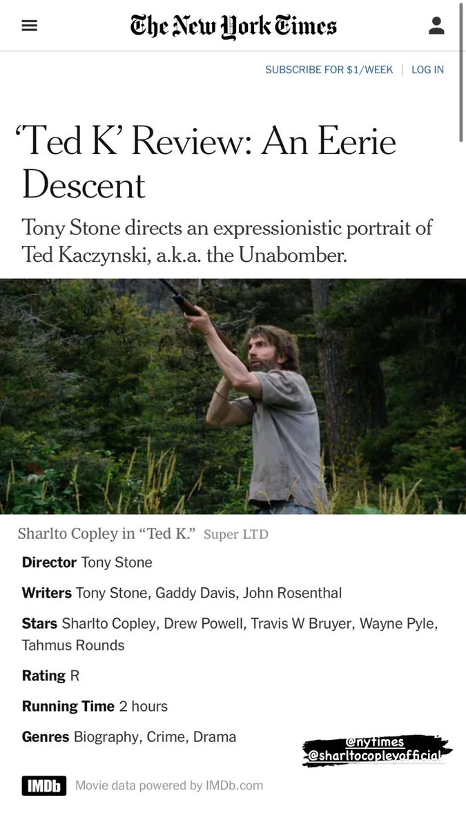 thedrewpowell's tweet image. Loved shooting this film. Mostly because, you know, #Montana. #TedK Riffing with @sharlto for hours while driving around the backwoods was great fun…