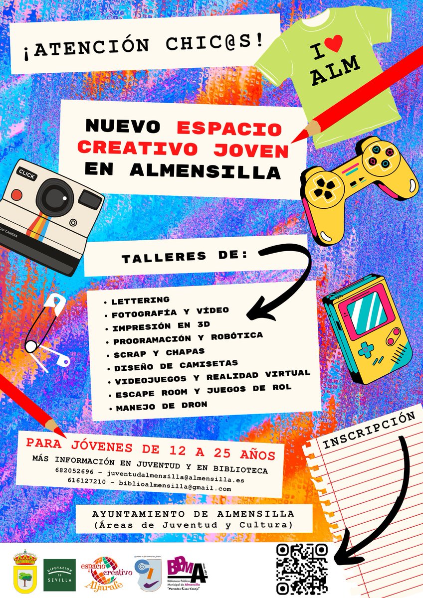 Junto con el Área de #Juventud vamos a poner en marcha en la #Biblioteca de #Almensilla un nuevo ‘#EspacioCreativo Joven’ a través del proyecto comarcal ‘Espacios Creativos del #Aljarafe’ (<a href="/ecaljarafe/">ecaljarafe</a>) que cofinancia <a href="/DIPUSEVI/">Diputación de Sevilla</a>.

Inscripciones aquí ➡️ forms.gle/HJjBWL8d4Bio3x…