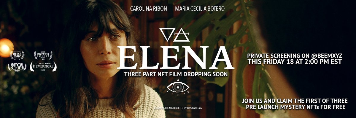#NFTFilm "Elena" screening tomorrow at beem.xyz join us and claim a free NFT, the first of 3 pre launch #nft drop. AMA after the screening, if you are a member of the Film NFT community I would love to have you!
Subscribe here: bit.ly/3LACeXv
#NFTCommunity