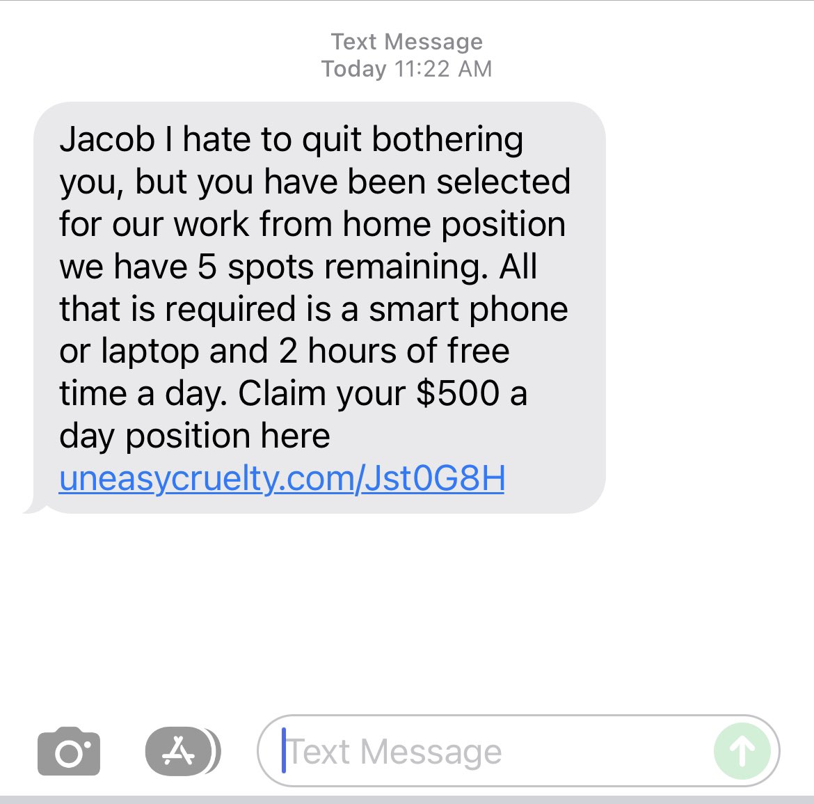 SchadenJake's tweet photo. Maybe go for a different URL for your work-from-home scam, guys https://t.co/A9hQOisU0u
