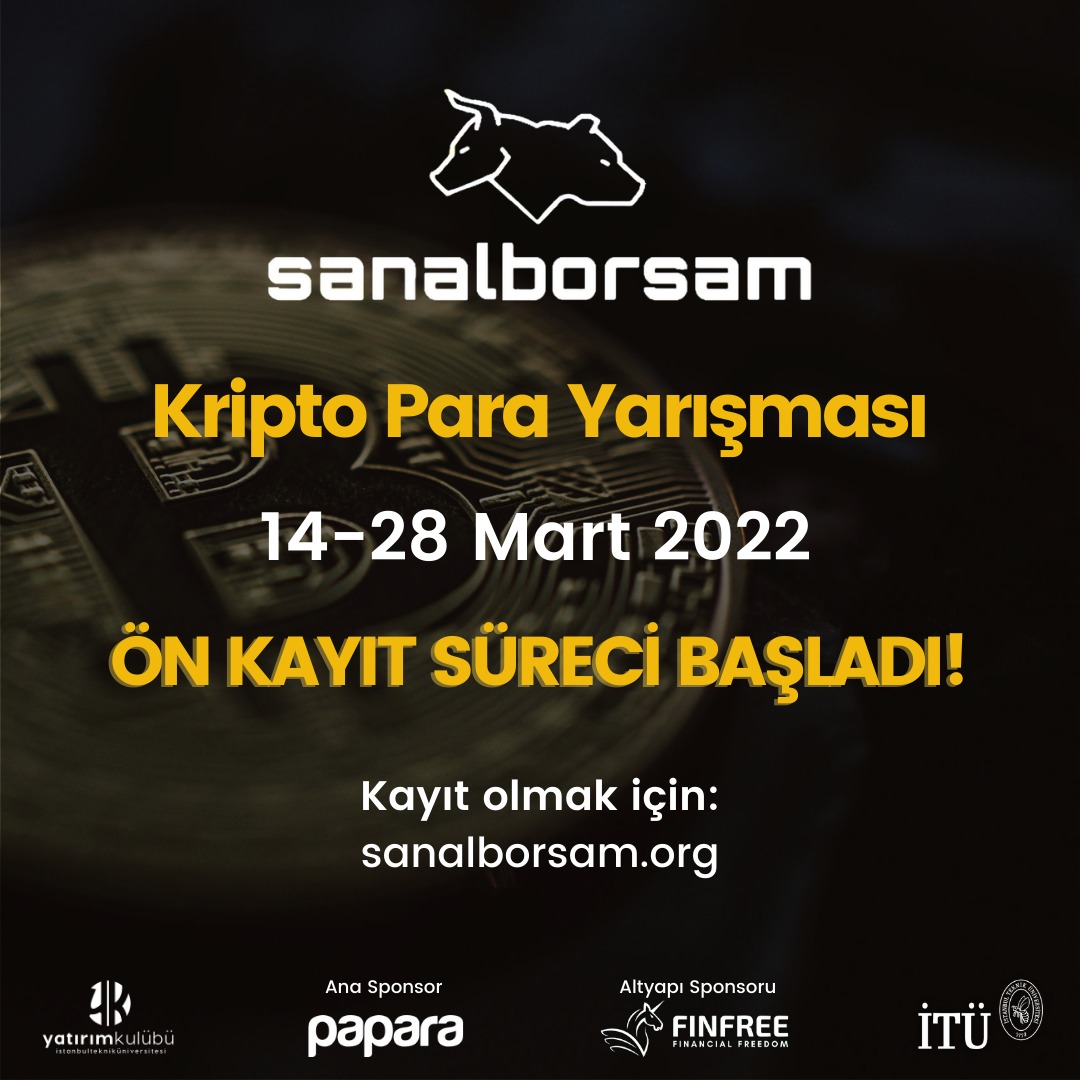 SANALBORSAM KRİPTO PARA YARIŞMASI ÖN KAYIT SÜRECİ BAŞLADI!📢

Staj imkanları ve sürpriz ödüllerin sahibi olmak için sen de Kripto Para Yarışması'na kaydol! 

Kayıt Linki: forms.gle/hgoffJzadgGoQP…

#yatirimkulubu #sanalborsam #kripto #crypto  #yatırımkulübü #bitcoin #ethereum