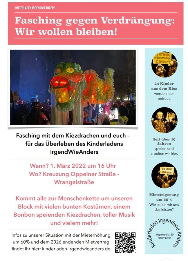 #Fasching gegen #Verdrängung🍬🦩👾👻🦸🏾‍♀️🧜‍♂️ - Unser Block sieht bunt! Auf die Straße 📢 1.März 16:00! Für: Bezahlbare Miete! Längere Laufzeit unseres Mietvertrags! Mieter*innen & Kleingewerbe schützen! Räume für gemeinnützige Träger! Wir bleiben alle. Wir bleiben #IrgendWieAnders