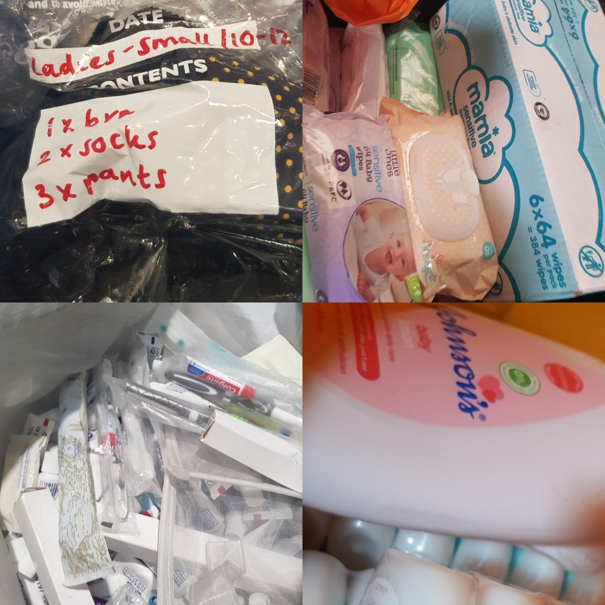 Delivered womens' underwear, baby wipes, baby lotion, toothbrushes &amp; toothpaste <a href="/RWC_CalaisDK/">Refugee Women's Centre</a> to support female asylum seekers in Calais