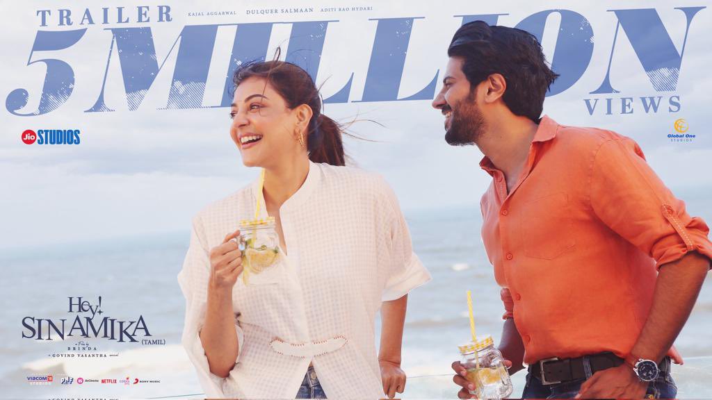 DulquerTNBP's tweet photo. 🌟5 Million🌟&amp; counting 🔥#HeySinamika 
@dulQuer @aditiraohydari @MsKajalAggarwal @BrindhaGopal1 https://t.co/MxfxipiOYK