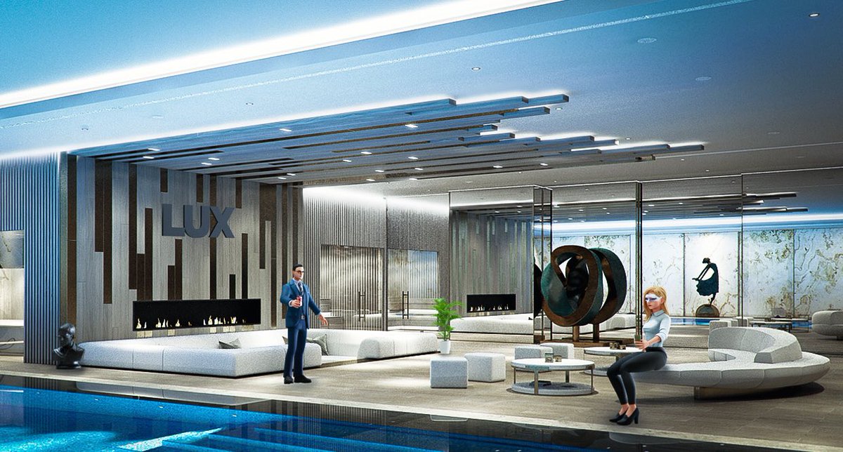 - Gym(irl brand) with daily workouts live-streamed to residents. 
- Lake/boating- take friends on your boat around the lake/ocean. 
- Retail area for commercial use. Shops with online sales capability. 
-Art gallery with immediate and direct NFT sales to artist.

#WeAreLUX