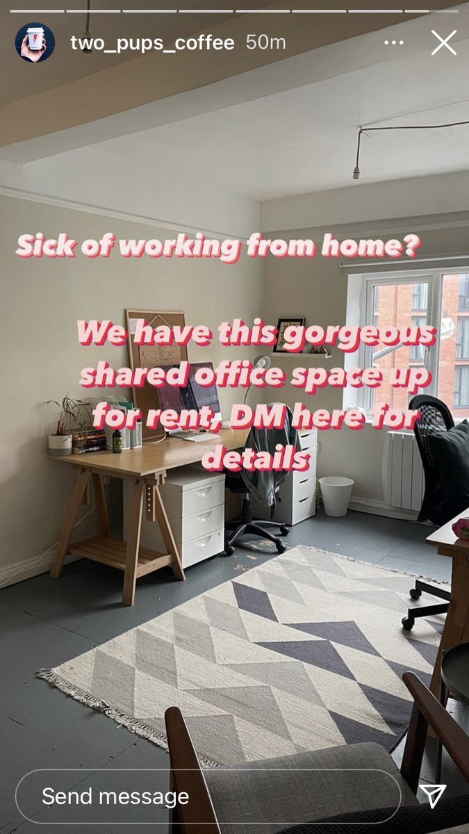 Desk space going in our shared office above @Twopupscoffee1 D8

DM for more info