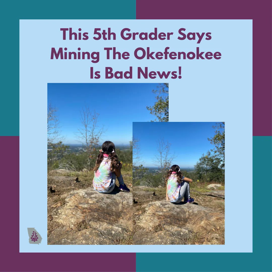 Sci4GA's tweet photo. Are you smarter than a 5th grader? Maybe not this one! This incredibly smart 10 year old wants us to, “use our common sense here” and #StopTheMine that could put the Okefenokee at risk. Read her essay “Don’t Mine Near The Okefenokee” by tapping the link. https://t.co/5hvkR1Z4Ea https://t.co/qdjaLwv9Ar
