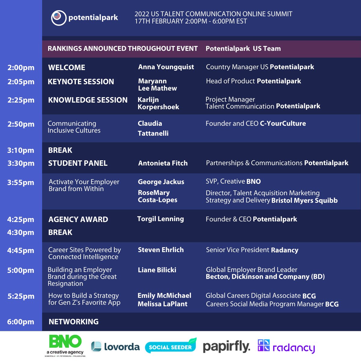 2022 US Talent Communication Summit is starting soon! Hope you are ready for the #TalentAcquisition and #EmployerBranding insights.  Registration is still open- don’t miss out! lnkd.in/d5QN579E. #Potentialpark #TalentCommSummit #US