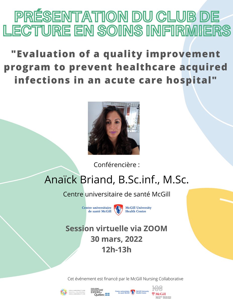 Upcoming Collaborative event:  We are pleased to announce that the next session of the Nursing Journal Club series will be held on March 30 from 12h-13.
