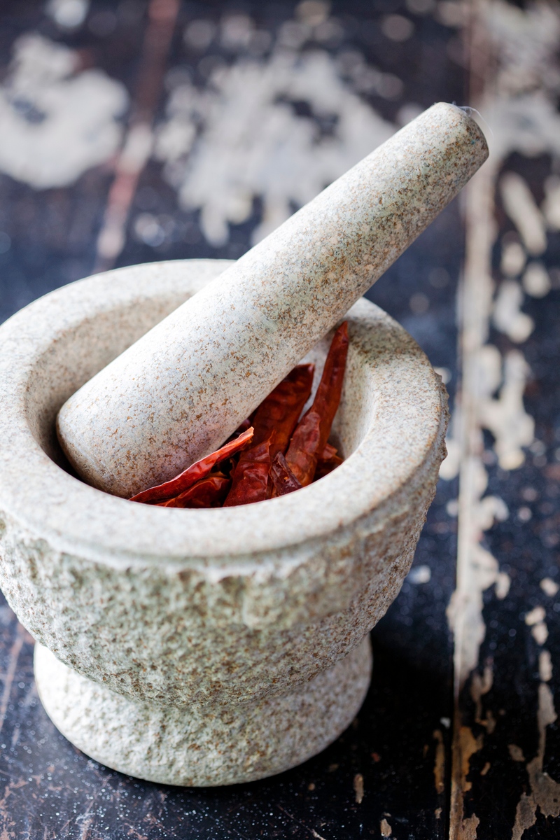 thepreservatory's tweet photo. Another tool of our trade… the trusty mortar and pestle! We use this to grind up herbs and spices used in our preserves like these dried chilies for our Heirloom Tomato &amp; Chile, a fleeting seasonal creation we make in the summer. https://t.co/GHTKjMYAgG