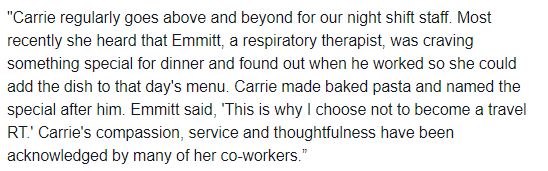 FollowMercy's tweet photo. Carrie Sissel is filling plates and warming hearts at @MercySGF! Some co-workers were so impressed, they shared the following story about her work in the cafeteria.

Thanks for all you do, Carrie! 
#FacesOfMercy https://t.co/lCZkCIJfUf