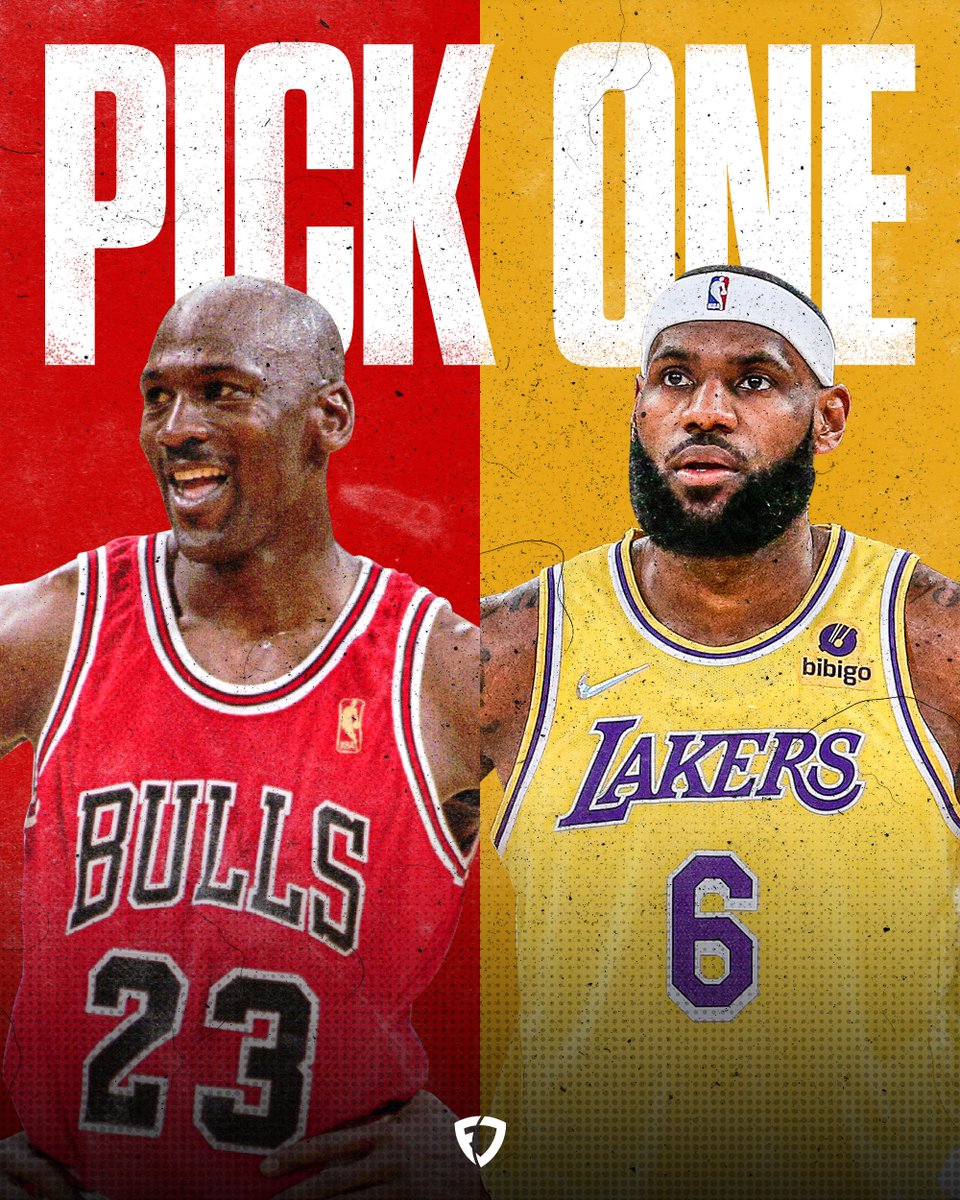 FanDuel's tweet image. Which one of these guys comes to mind first when you hear the word GOAT? 🐐 

RT: MJ
Like: LeBron