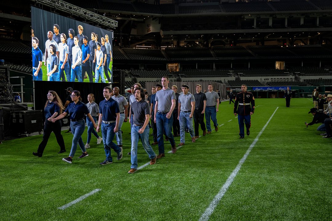 Marching in you will find the future men and women of the United States Armed Forces. On this night, all of these young men and women recited the Oath of Enlistment in front of the thousands who attend Sky Ball each year. 

To find out more about Sky Ball, head over to our websit
