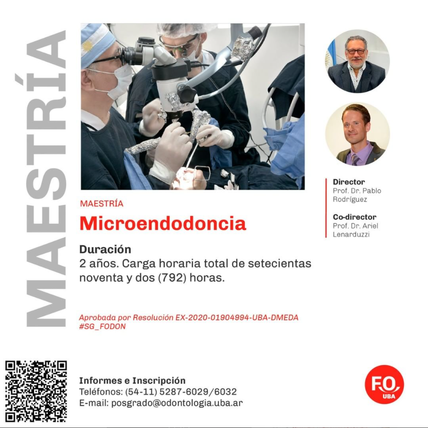 UBAposgrados's tweet photo. Abierta la inscripción!
Maestría en Microendodoncia
Informes e inscripción:
posgrado@odontologia.uba.ar
(54 11) 5287-6029 / 6032
https://t.co/nfNzcTEGT5
+info:
https://t.co/jrKpYHRCUc
#UBA #UBAPosgrados #TuPosgradoestaenlaUBA #FOUBA #Odontologia #inscripcion #maestria https://t.co/gpFqZSgMRy