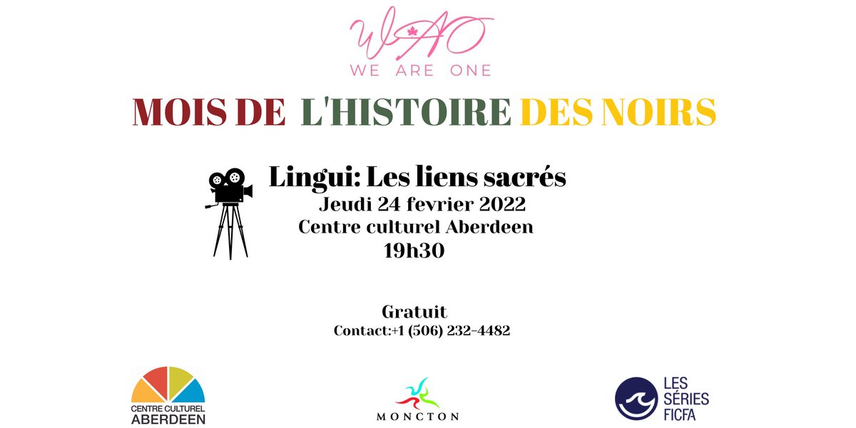 ** 𝐌𝐎𝐈𝐒 𝐃𝐄 𝐋'𝐇𝐈𝐒𝐓𝐎𝐈𝐑𝐄 𝐃𝐄𝐒 𝐍𝐎𝐈𝐑𝐒 ***
Découvrez le film 𝐋𝐢𝐧𝐠𝐮𝐢: 𝐥𝐞𝐬 𝐥𝐢𝐞𝐧𝐬 𝐝𝐮 𝐬𝐚𝐜𝐫𝐞́, de Mahamat-Saleh Haroun (sous-titres anglais)

📆 Jeudi 24 février à 19h30, Salle Bernard-LeBlanc Hall

𝐆𝐑𝐀𝐓𝐔𝐈𝐓 eventbrite.ca/e/271284779077