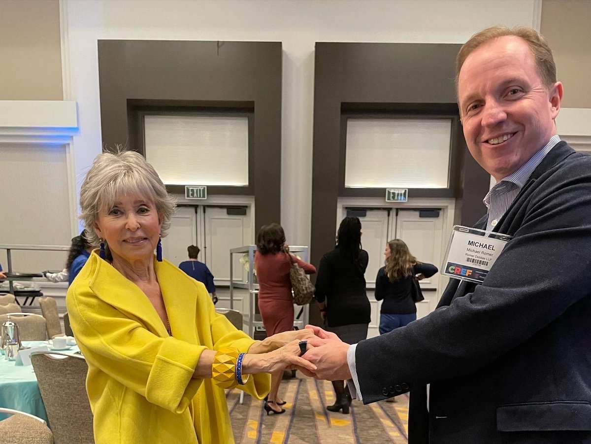 RomerDebbas's tweet photo. Our partners Carmen Pagan (Agency Lending/Affordable Housing) &amp; @MichaelRomerEsq at the M Power (largest networking organization for women in real estate finance) luncheon at @MBAMortgage CREF 2022  with MBA team &amp; legend Rita Moreno.  #mpower #womeninrealestate #cref2022 https://t.co/3SHWtxYWa0