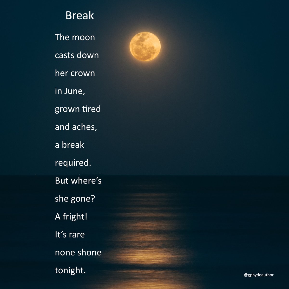 gphydeauthor's tweet photo. Hi there, here's a Petrarchan sonnet in iambic monometer, an approach I first saw used by the brilliant @Anthony_Etherin 

Thanks to @ArthurLWood and #PoetsCormerALW @PoetsCorner ALW #februaryfalls ‘la luna’ @fallspoetry https://t.co/g1xoUY4Q8j