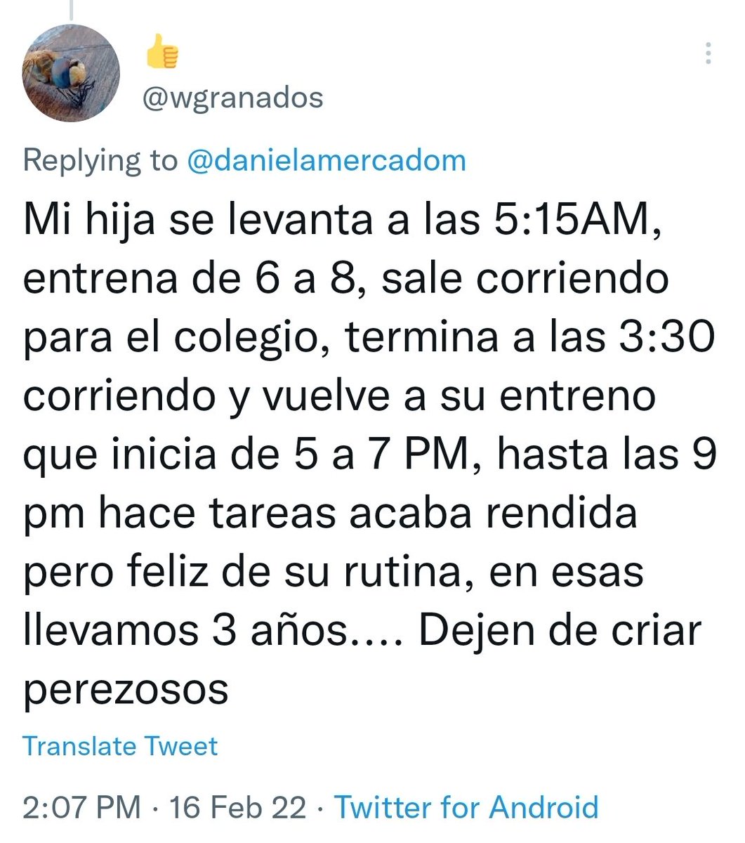 Me levantaban a las 4am para clase de 6.15. Salía de clase cerca de la 3 a tener natación, luego inglés, luego clases de refuerzo. Llegaba a hacer tareas en la noche y los fines de semana era la encargada de limpiar, cocinar y atender. Sufro insomnio, ansiedad y fatiga crónica.