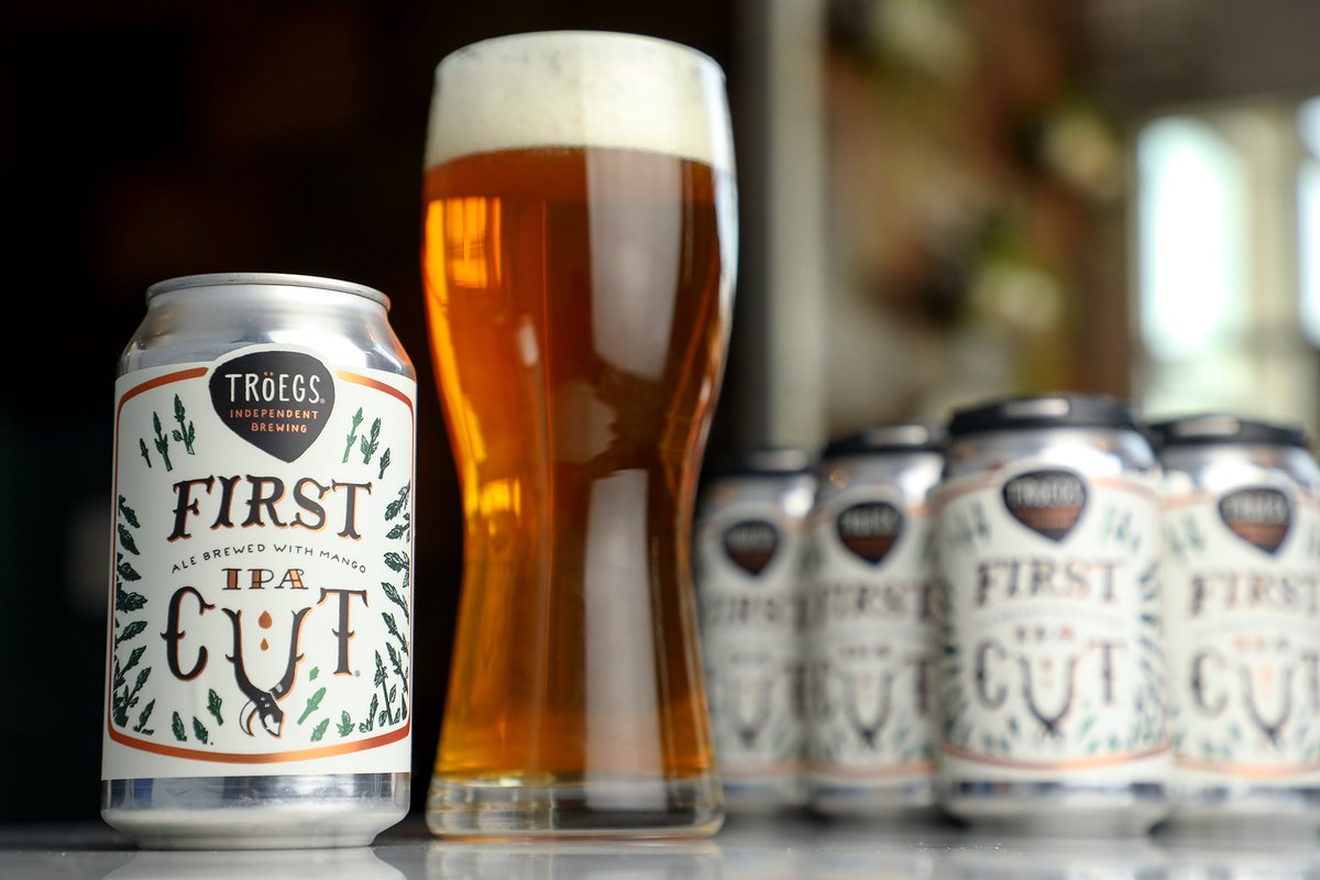 TroegsBeer's tweet photo. This one is for the First Cut super fans. Our mango IPA – with bright notes of citrus, pineapple, pine & sweet mango – is now available here at #Troegs. Find it on draft in our Tasting Room, and grab some crowlers and 12-oz. cans to go. Limited time! #FirstCutIPA #Hershey #PAbeer https://t.co/olmx4M2VJl