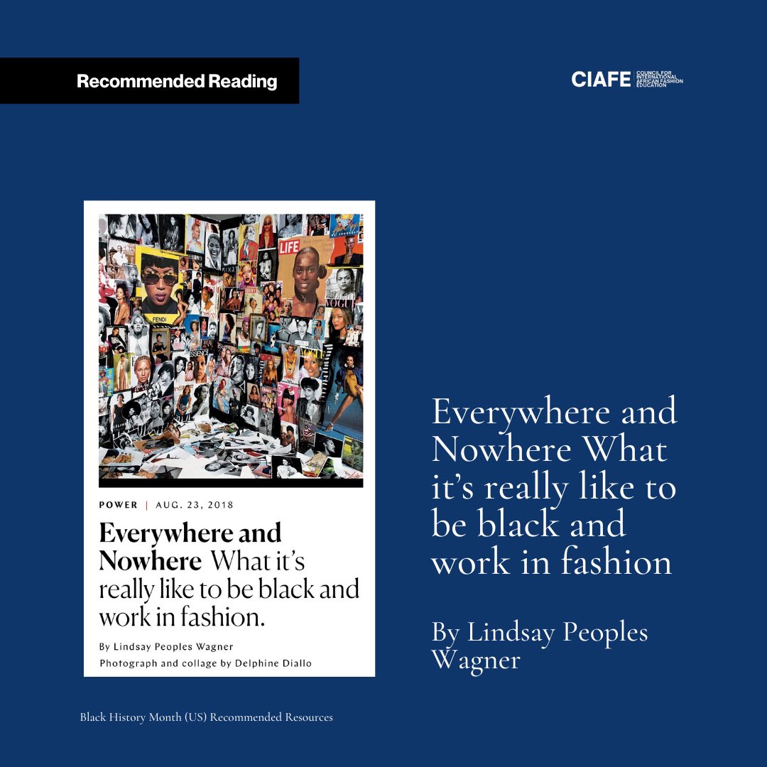 CiafeOrg's tweet photo. This article addresses how Black people in the fashion industry have historically been required to dim their ‘blackness’ to continue to have a seat at the table. 

Lindsay explores the public acts of racism in the industry towards Black people. She stated that less than 10 per https://t.co/qleBAVthxe