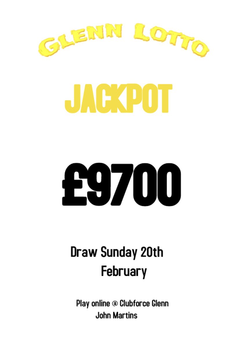 Lotto Jackpot this Sunday sitting at £9700..  Grab your tickets using the link below 👇👇👇 

play.clubforce.com/play_newa.asp?…

#supportyourclub