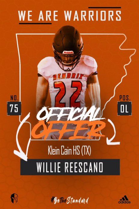 After a great talk with <a href="/Coach_Hutch68/">Richard Hutchings</a> I’m excited to announce that I have received an offer from Hendrix University !
<a href="/Coach_Hutch68/">Richard Hutchings</a> 
<a href="/KLEINCAINFB/">Klein Cain Football</a> 
<a href="/HendrixFootball/">#WeAreWarriors</a>