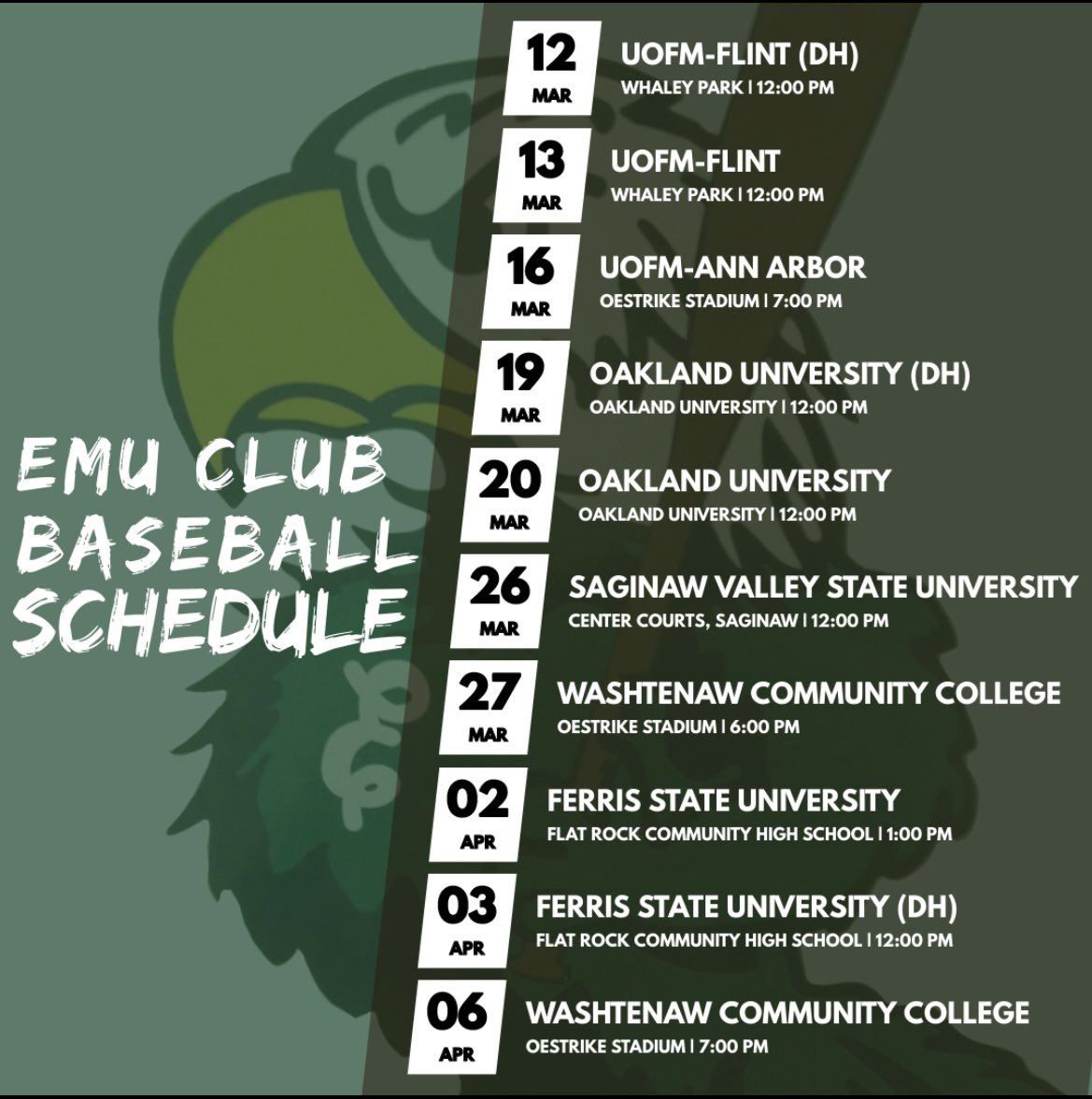 EMUClubBaseball's tweet photo. We’re gearing up for a busy spring! Hope to see you there!🦅⚾️ @The_NCBA https://t.co/atTKJGUTUH