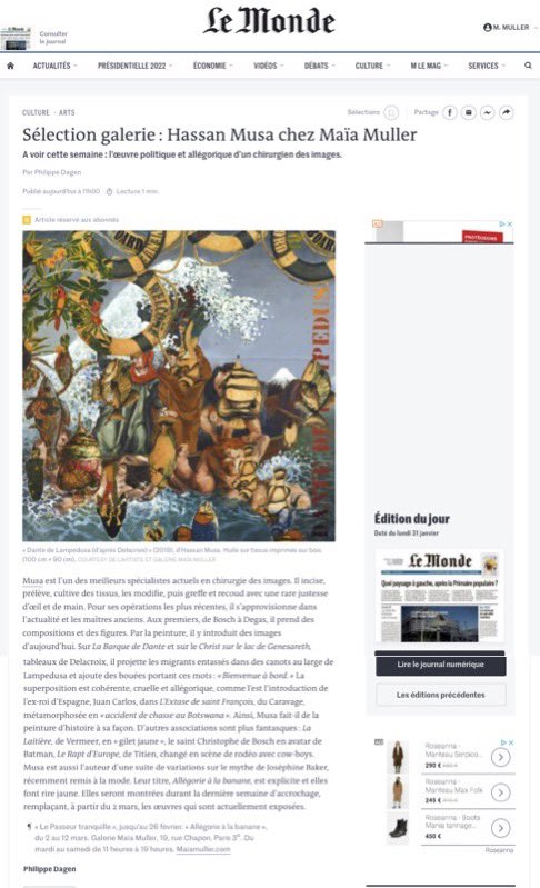 galeriemaiamull's tweet photo. Last days Hassan Musa Le passeur tranquille #lampedusa #dante #titien #caravage #delacroix les passeurs #simonnjami #soudan #philippedagen @lemondefr https://t.co/3ciHZwO30b