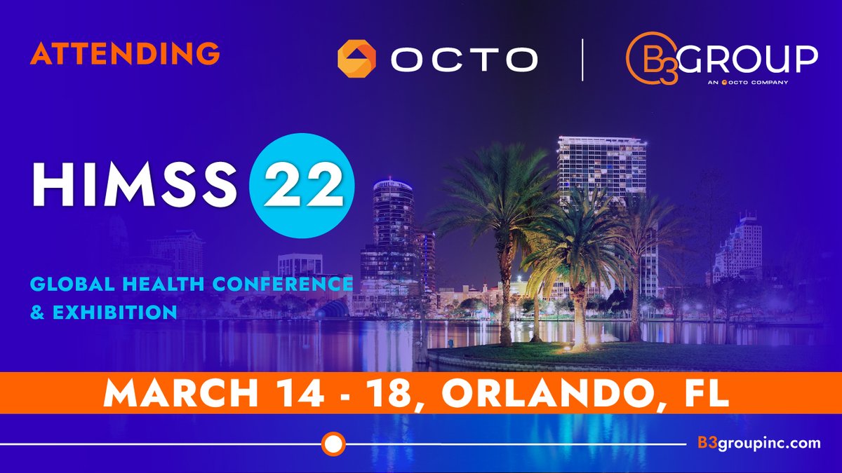 B3GroupInc's tweet photo. We are looking forward to being at #HIMSS22 with #TeamOcto! Meet up with the B3 team to talk about collaborating on all things #Digital.  https://t.co/foGcc96NRg https://t.co/Prj61NinK3