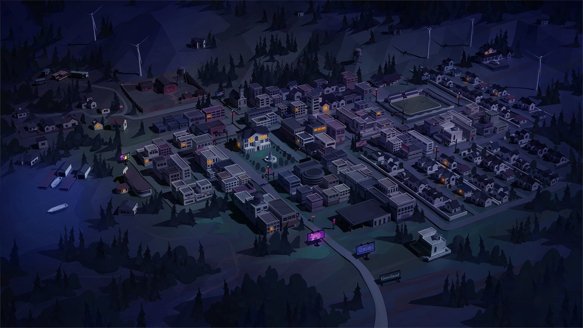 Night time in #WelcomeToGoodland!

❤️Wishlist and launder money with us! store.steampowered.com/app/1724540/We……

🕹️Join our discord! 
discord.gg/ZsCjdUZyUA

#indiedev #indiegame #madewithunity #gaming #crime #indie #noir #adventure