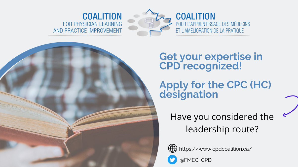 If your career has been marked by your passion in supporting the learning, growth and development of healthcare professionals, then the CPC Designation could be for you. Check out the Leadership route of the CPC designation. 

bit.ly/3Guu1jW