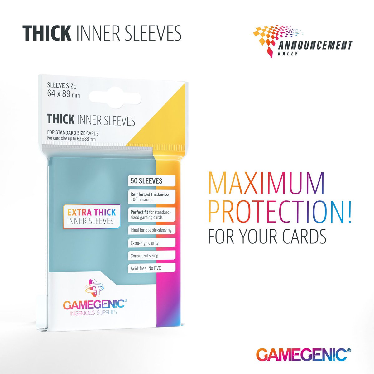 Gamegenic_'s tweet photo. Our brand new THICK INNER SLEEVES offer maximum protection for your valuable cards.

How much do you want to protect your cards? 👇 💬

#gamegenic #gamegenicrally2022 #tcg #mtg #tradingcardgame #doublesleeves #thicksleeves #innersleeves #cardgame #cardgames #sleeveyourgame https://t.co/H2TOtpACEg
