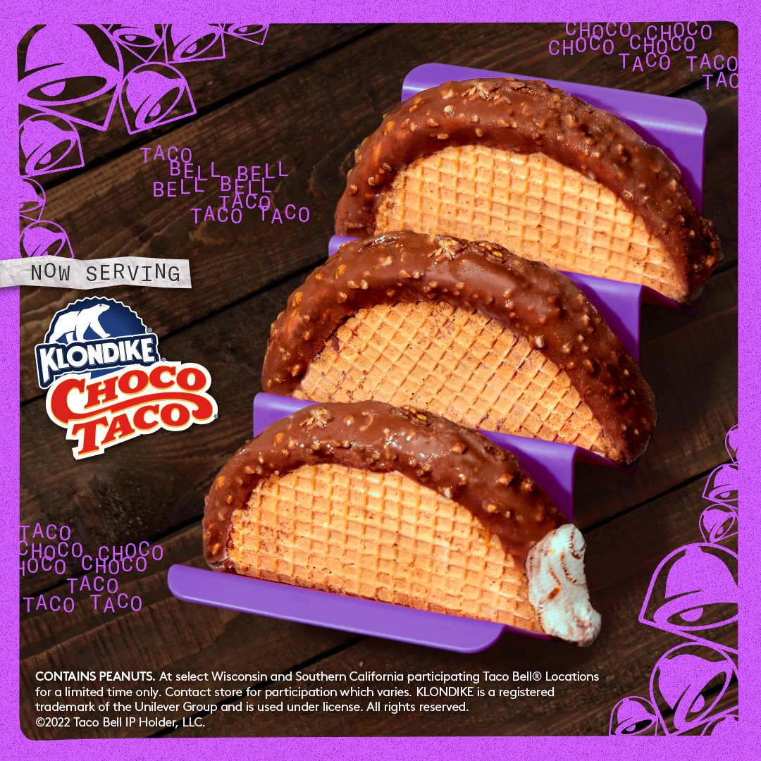 Klondikebar's tweet photo. There’s a lot of things that we’d do #4aKlondike Choco Taco. What would you do? Grab one today available at select Wisconsin and California @TacoBell locations for a limited time. https://t.co/CgFI5MYWI8