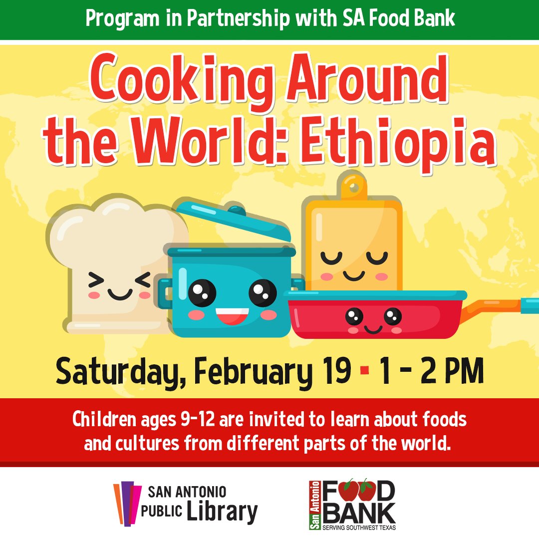 😋 Registration is still open for our next program, "Cooking Around the World: Ethiopia,"  on Saturday, February 19 at 1 p.m. Program handouts, including recipes, will be emailed to registered participants.

Sign up today: mysapl.org/Events-News/Ev…
