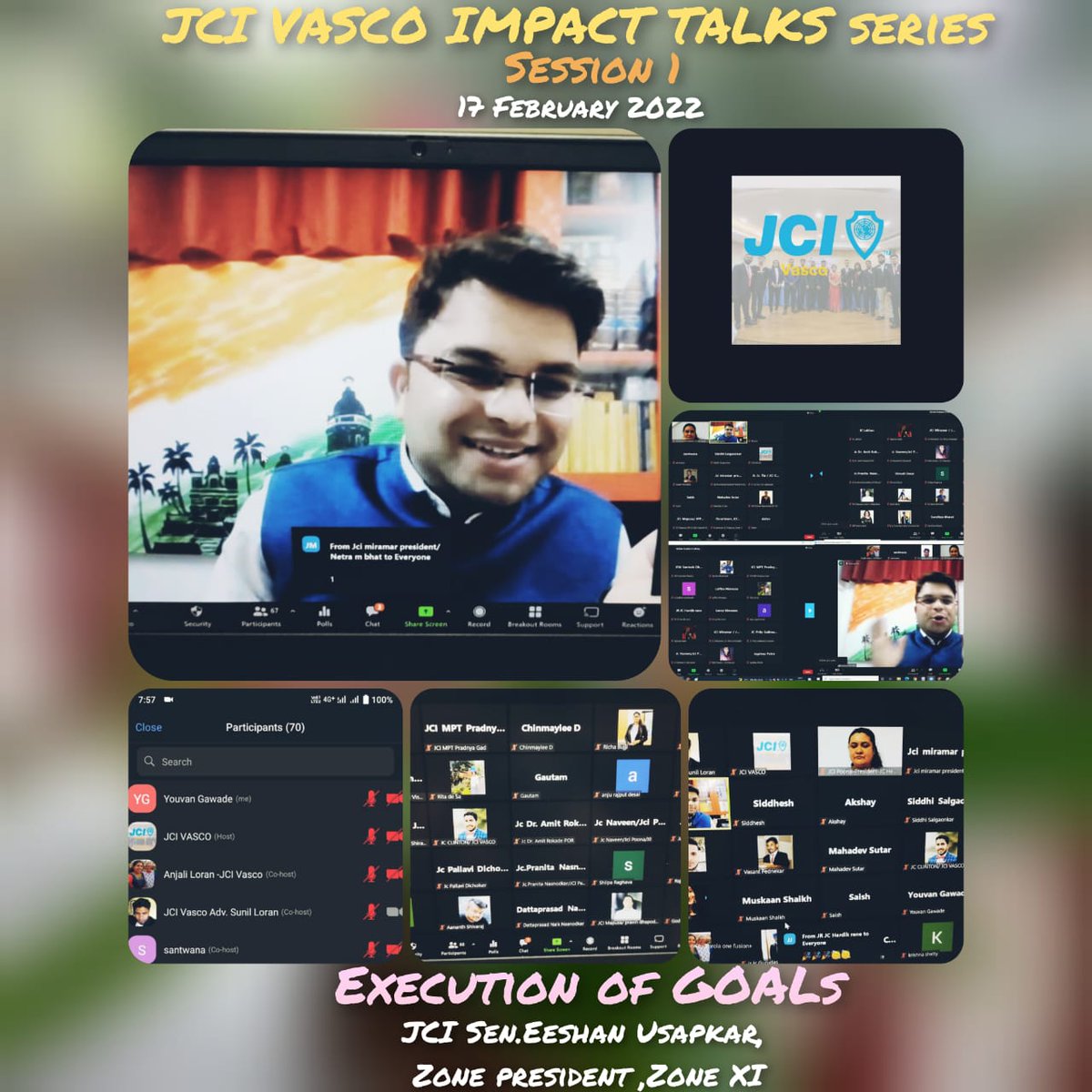 jcivasco's tweet photo. #JCI #jciindia #jcizonexi #goa 
*JCI Vasco Impact Talks Series ,*  

What a Resounding start to the  First Session  conducted by our Very own Zone President- Zone XI , *JCI Sen Eeshan Usapkar Sir,* He shared his insights on "Execution of Goals" and added spark to the session. https://t.co/lY3vnaNHA1