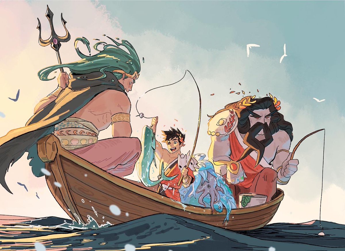 「Fishing with Uncle Poseidon 

#HadesGame」|鳥海ひかり Hikari Toriumiのイラスト