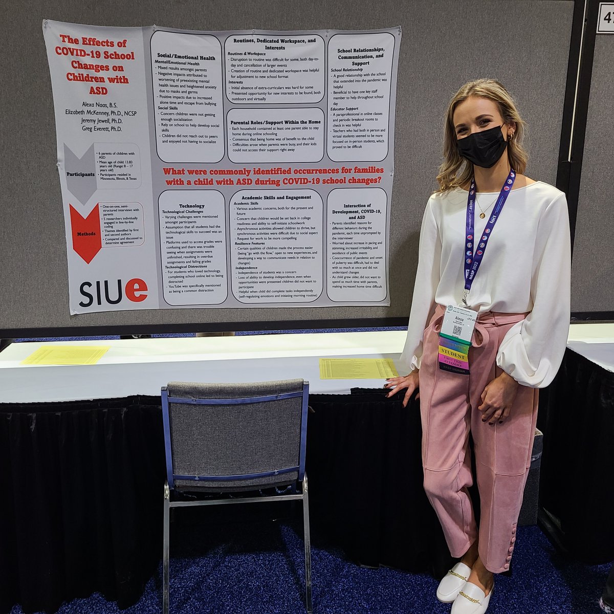 Alexa Naas, 1st-year <a href="/WKU_SchoolPsych/">WKU School Psychology</a> student, presented her poster, 'The Effects of COVID-19 School Changes on Children with ASD' at the National Association of School Psychologists Annual Convention, #NASP2022. <a href="/WKUCEBS/">WKU CEBS</a>
