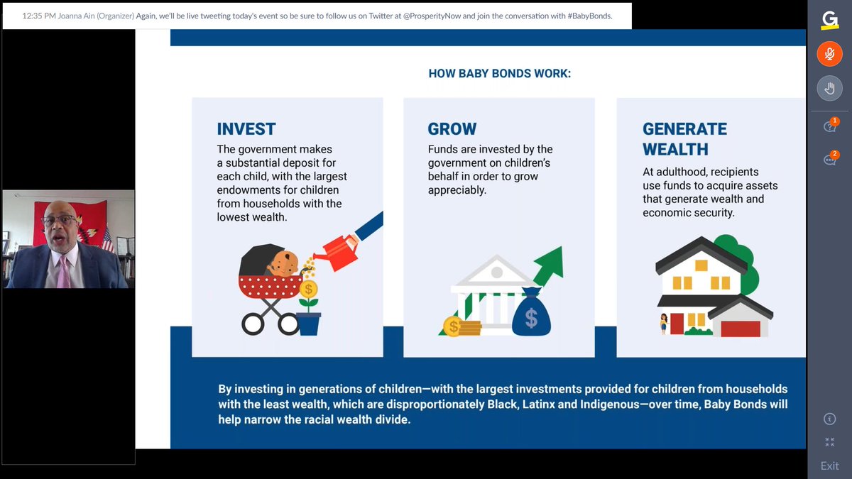 With just a small nest egg, you can have a large impact on building wealth over a lifetime. Can’t wait to learn more about #babybonds from @prosperitygary @prosperitynow 💌