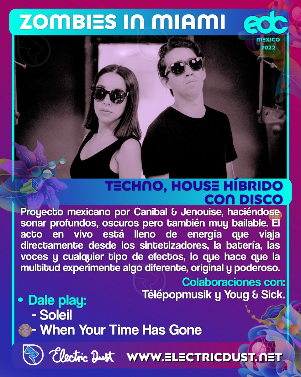 ElectricDust_'s tweet photo. ¡Nuestras recomendaciones musicales de hoy para #EDCMéxico es talento nacional con @ZombiesinMiami y @TrinoDJ!🇲🇽 🦉⚡️
🔊Dale play👉🏼https://t.co/90f0iwBSzz
#ElectricDust https://t.co/41TJ7u0Jjr