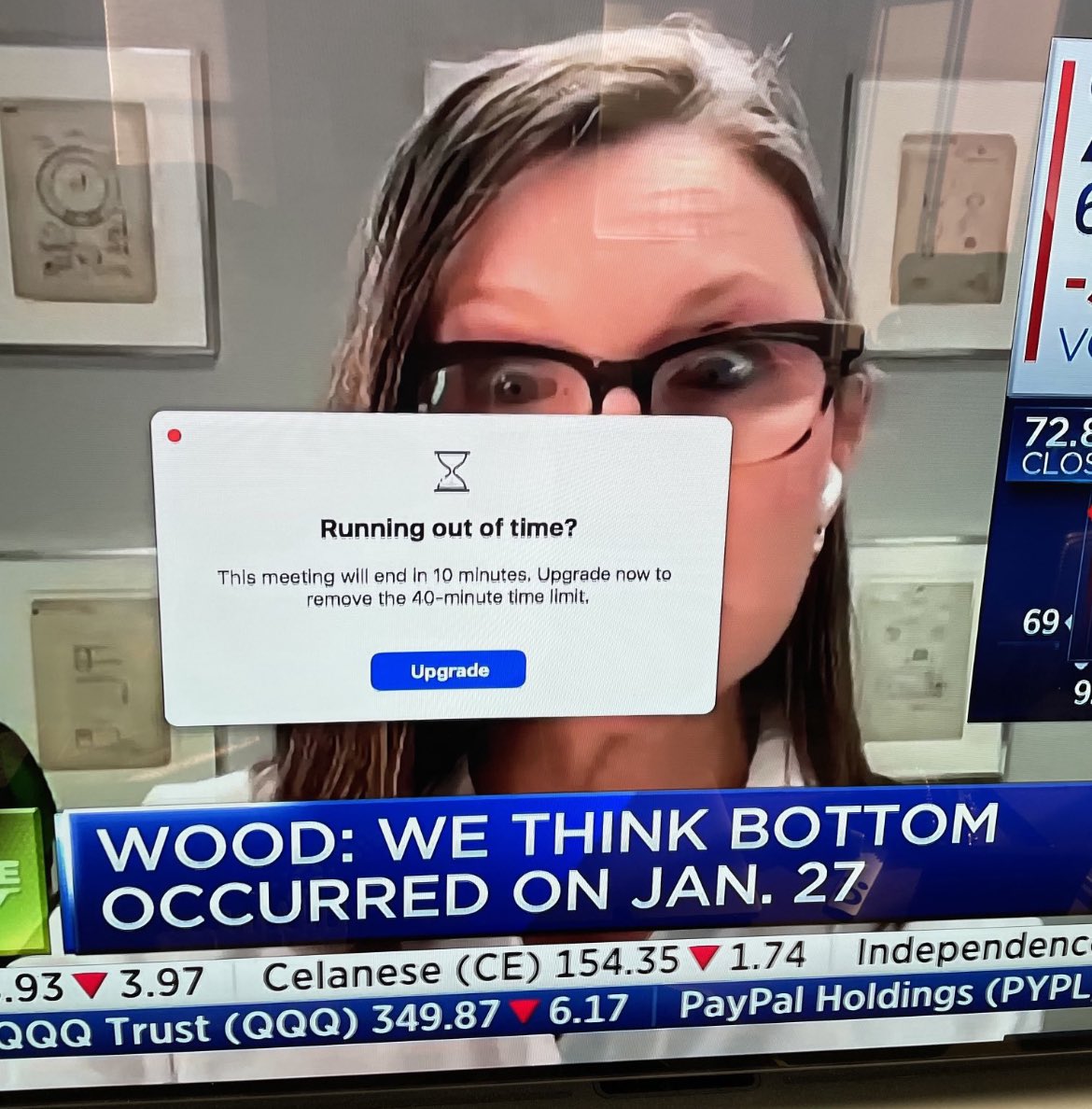 When you are manage $22.7 billion but forget to pay for the upgraded Zoom $ZM subscription before going live on CNBC <a href="/HalftimeReport/">CNBC Halftime Report</a> to explain why you’re down (-26%) YTD