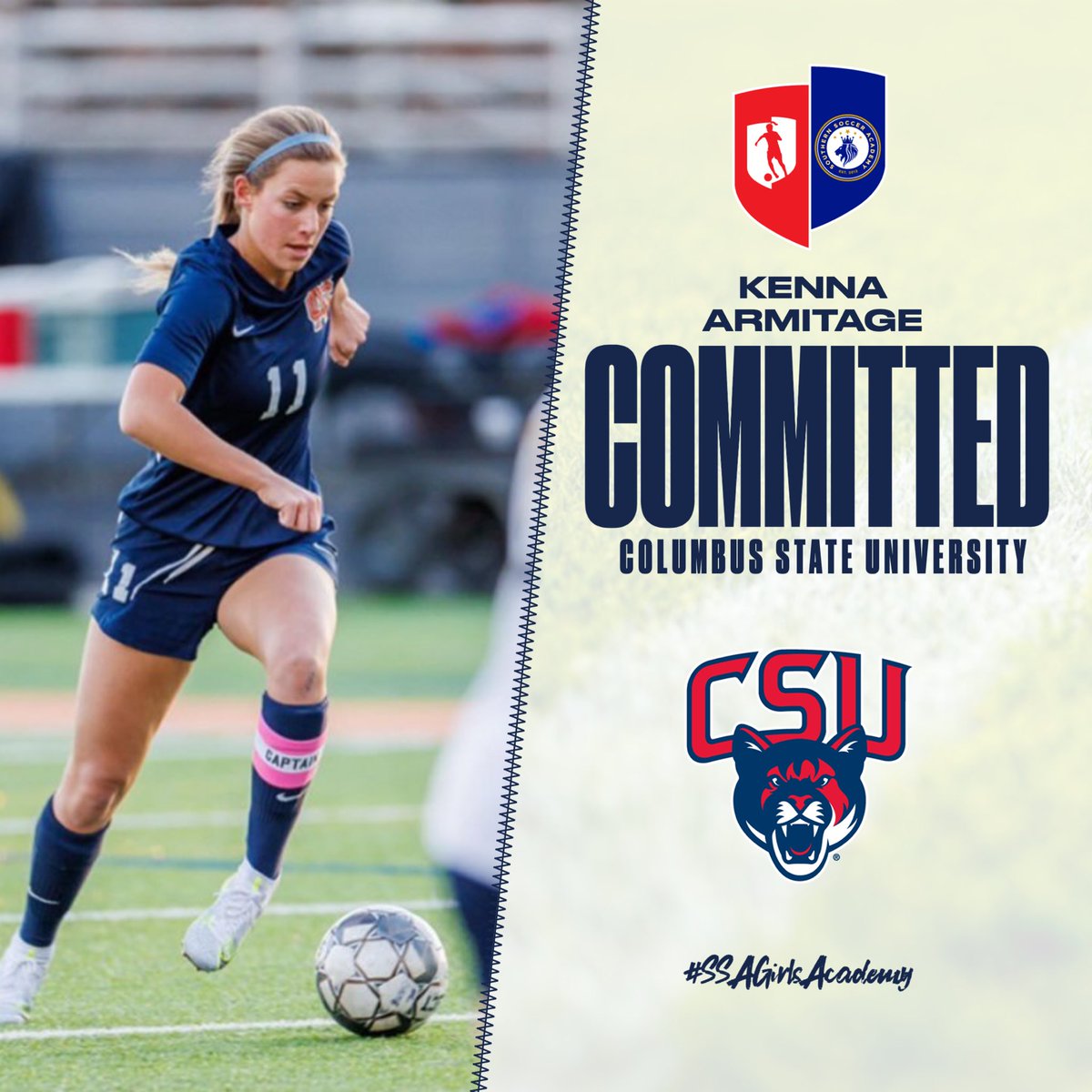 _ssasoccer's tweet photo. COLLEGE COMMITMENT 🎓
Congratulations to Kenna Armitage on her commitment to the Columbus State women's soccer program.
Outstanding achievement 👊👊👊
#iplayssa #ssasoccer #ssaelite https://t.co/2xE4sEuB2G
